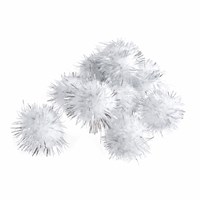 Pompon 25 mm glitter zilver (8 stuks)