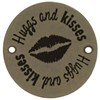 Leren Label rond - Hugs and Kisses 02 groen 35 mm (2 stuks)