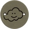 Leren Label rond - wolkje 02 groen 2 cm (2 stuks)